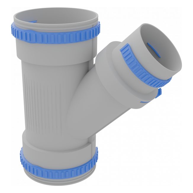 СПВ ПЭ ТРП-200/160/200 тройник из АБС-пластика для СПВ ПЭ, с фиксирующими кольцами, воздуховод D200 с ответвлением на D160 СПВ ПЭ ТРП-200/160/200 тройник из АБС-пластика для СПВ ПЭ, с фиксирующими кольцами, воздуховод D200 с ответвлением на D160