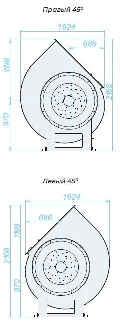 Аэродинамические характеристики, габаритно-присоединительные размеры — Вентилятор радиальный SVR 10 DU